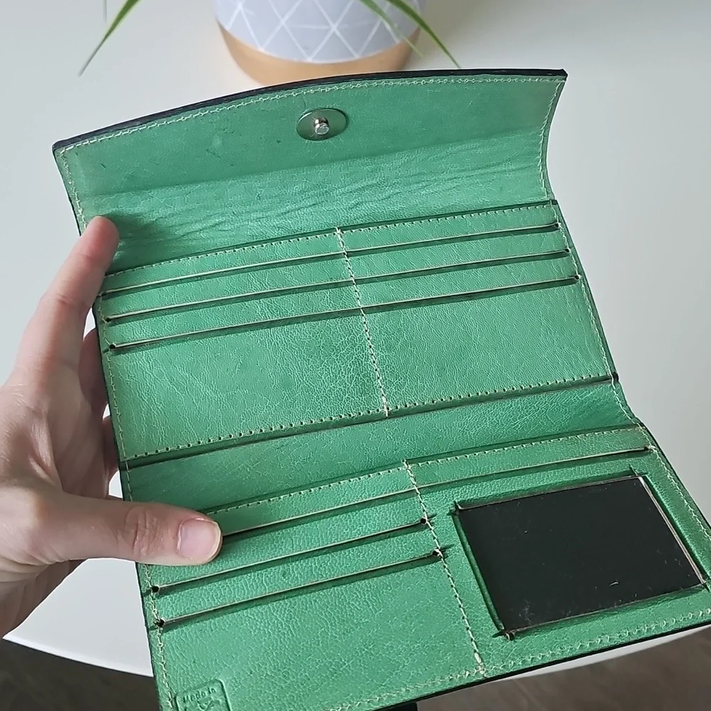 NWOT Mint Green Embossed Handtooled Western Style Floral Wallet